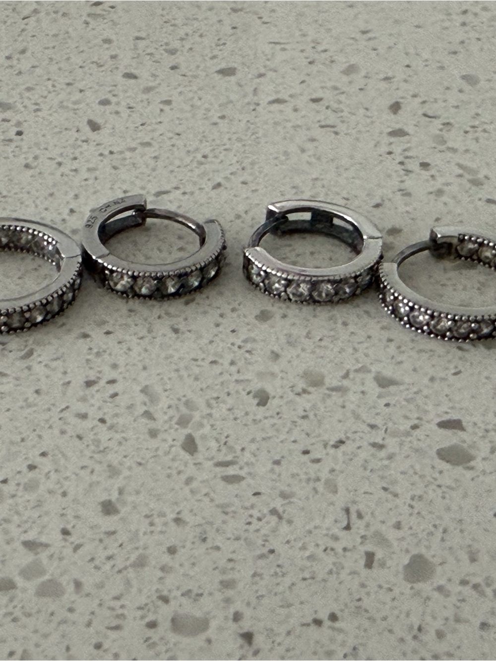 Silver Crystal Hoop Earrings - Sparkling Silver Huggie Hoops